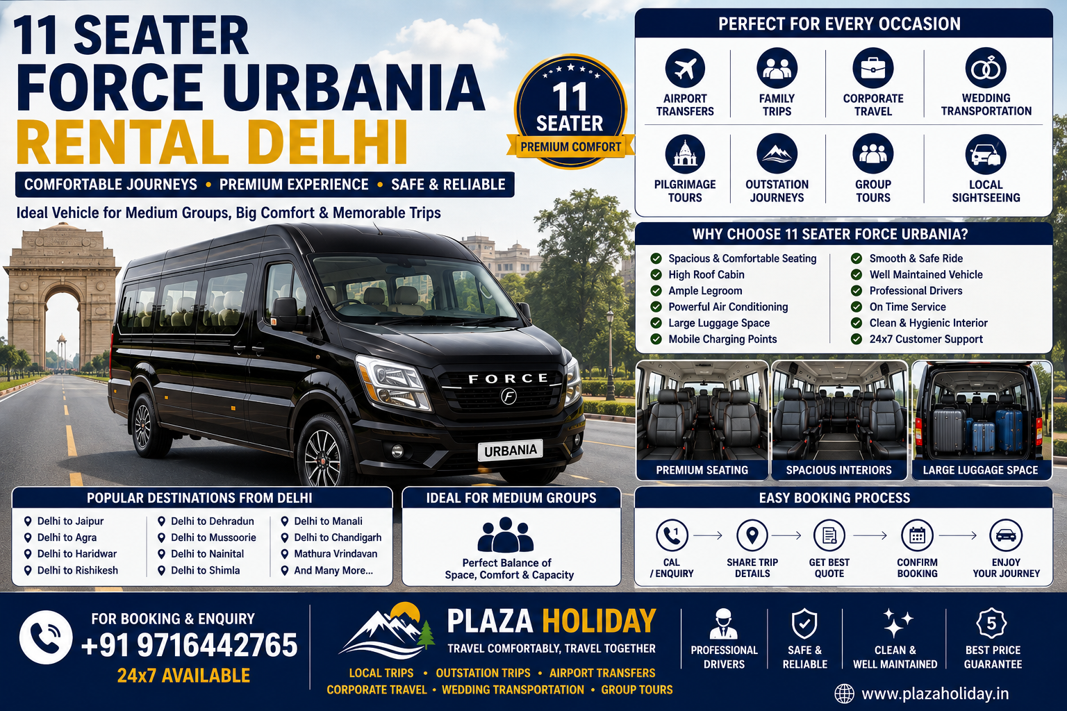 11 Seater Force Urbania Rental Delhi