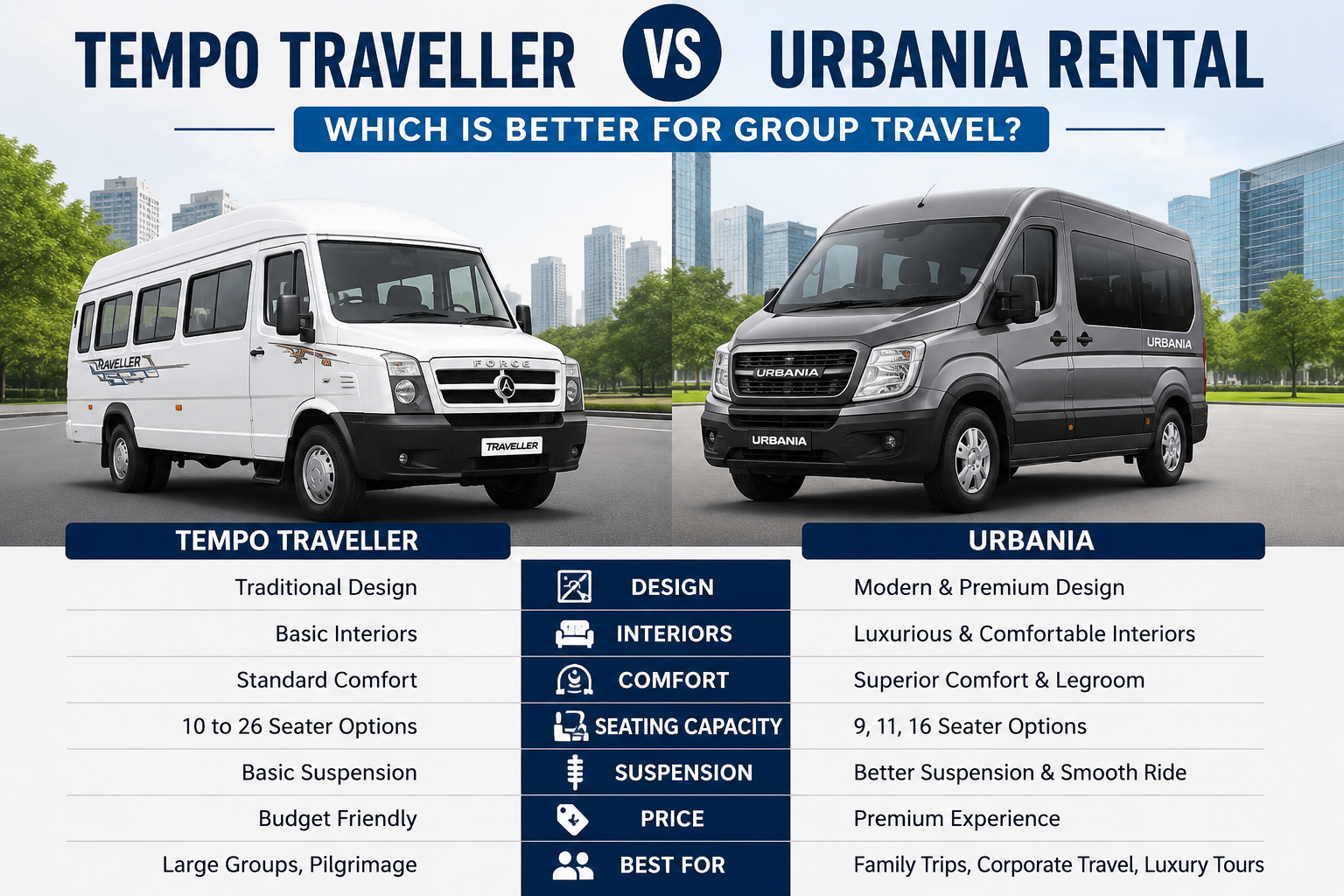 Force Urbania vs Tempo Traveller