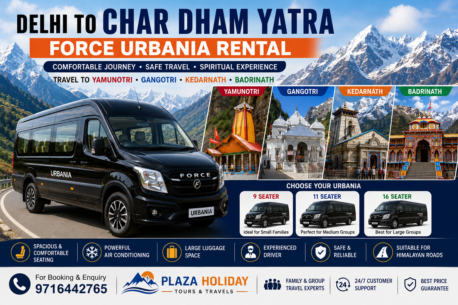Delhi to Char Dham Yatra Force Urbania Rental