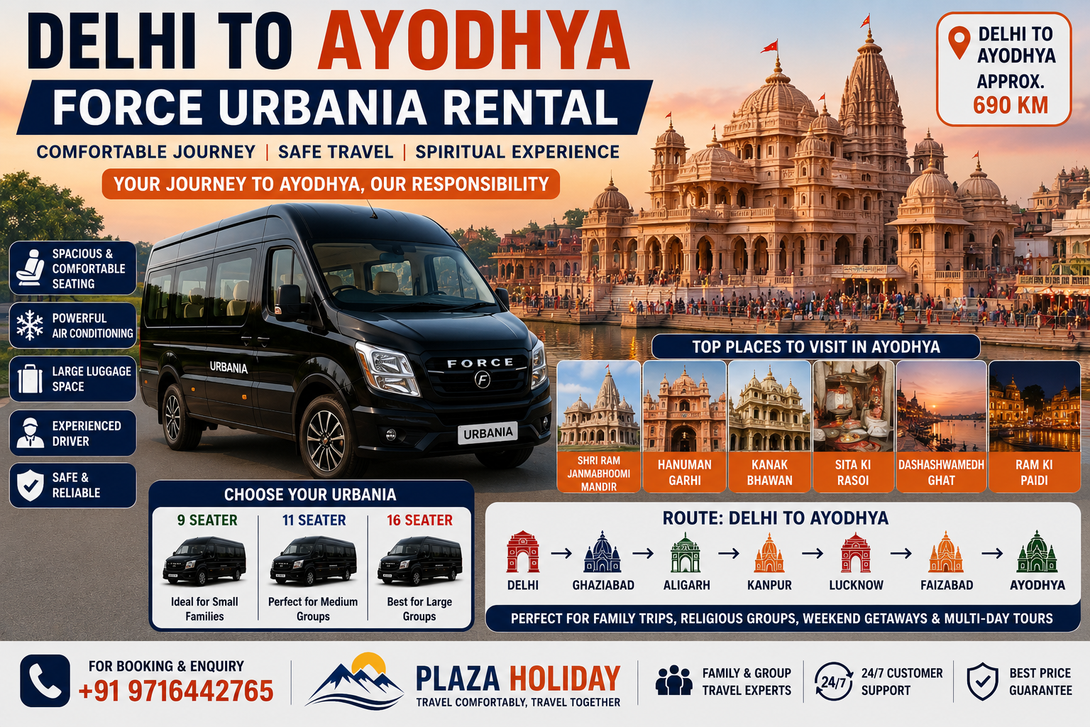 Delhi to Ayodhya Force Urbania Rental