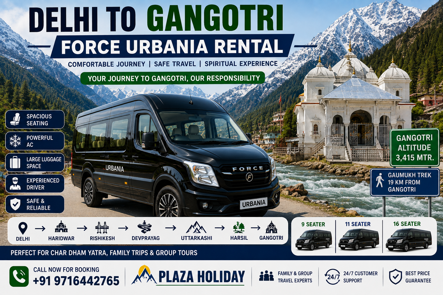 Delhi to Gangotri Force Urbania Rental