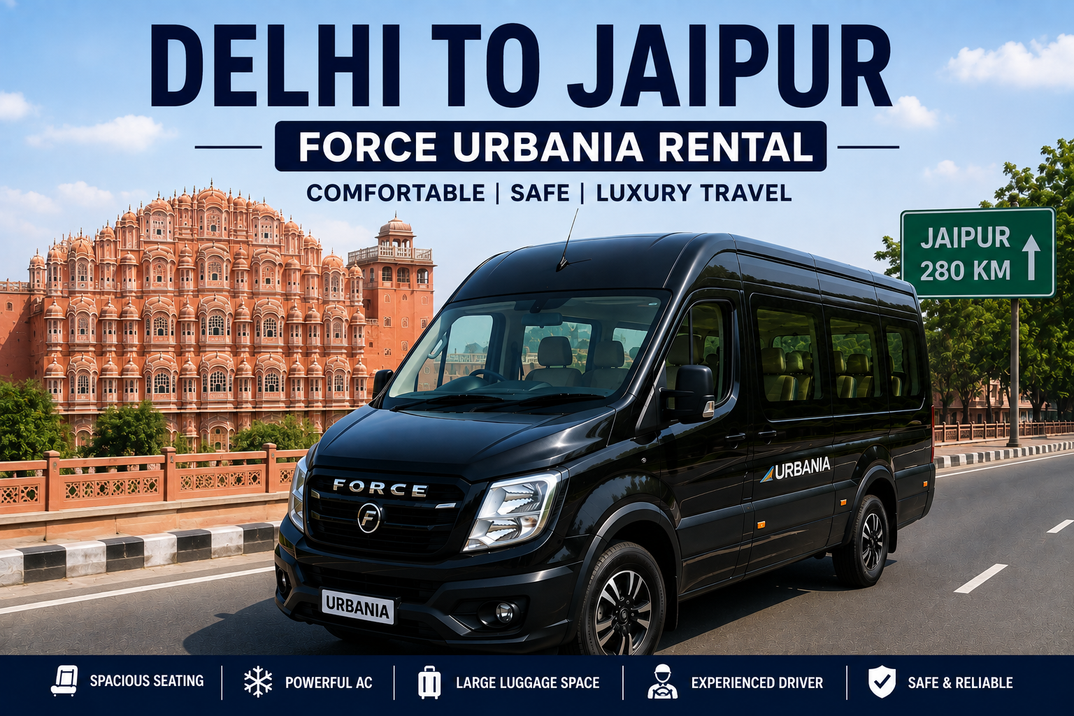 Delhi to Jaipur Force Urbania Rental