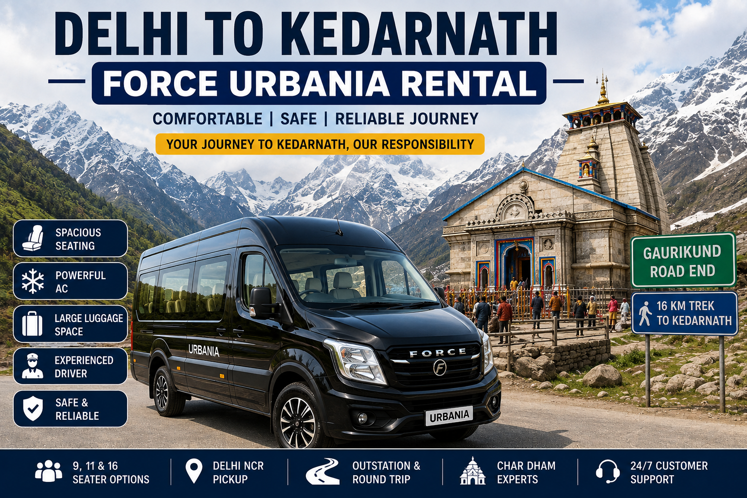 Delhi to Kedarnath Force Urbania Rental