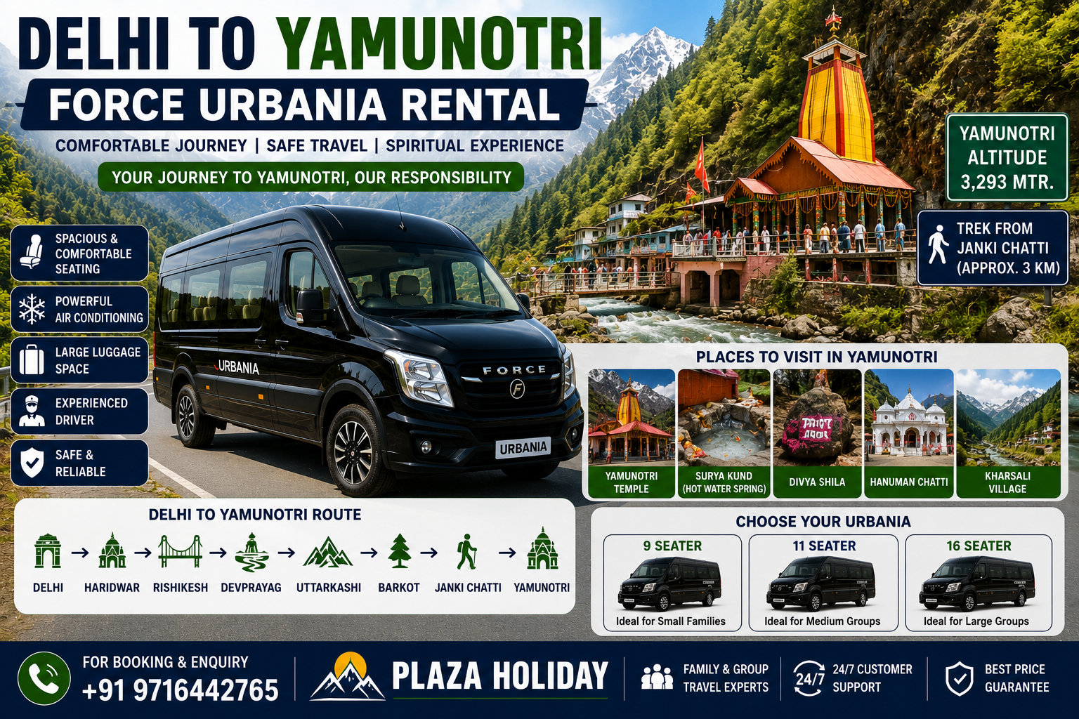 Delhi to Yamunotri Force Urbania Rental