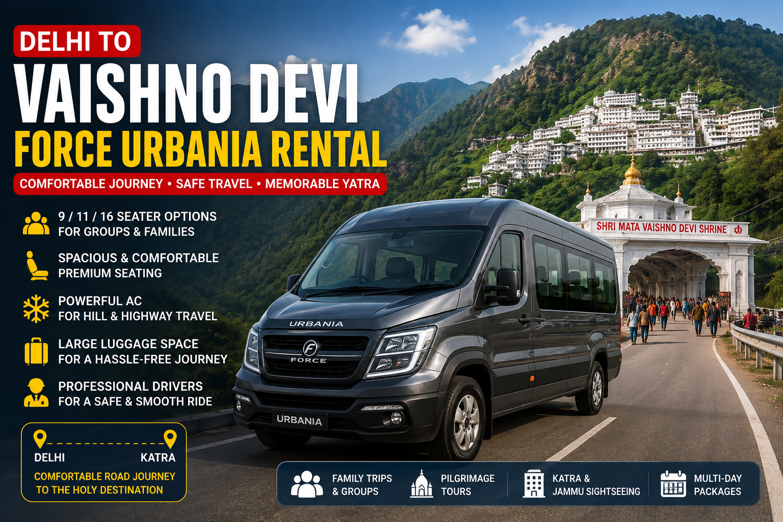 Delhi to Vaishno Devi Force Urbania Rental
